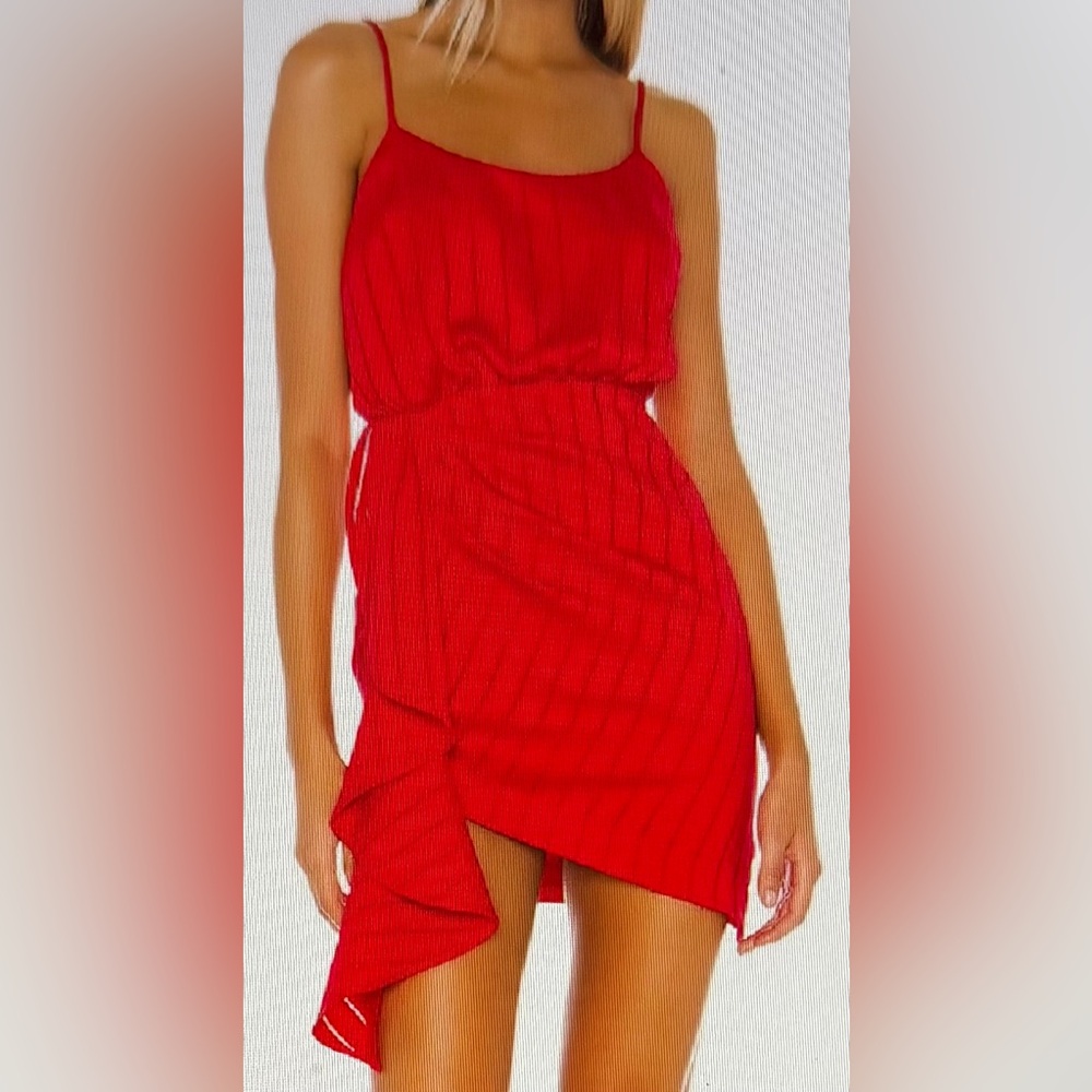NBD Desma Asymmetrical Vibrant Red Dress From Revolve, Sz. XS
